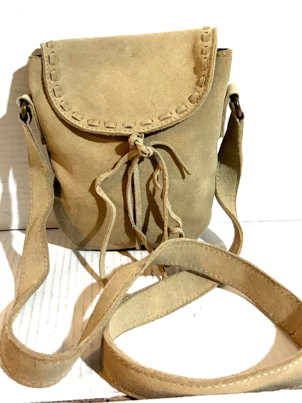 Alternative Suede Crossbody Bag in Tan